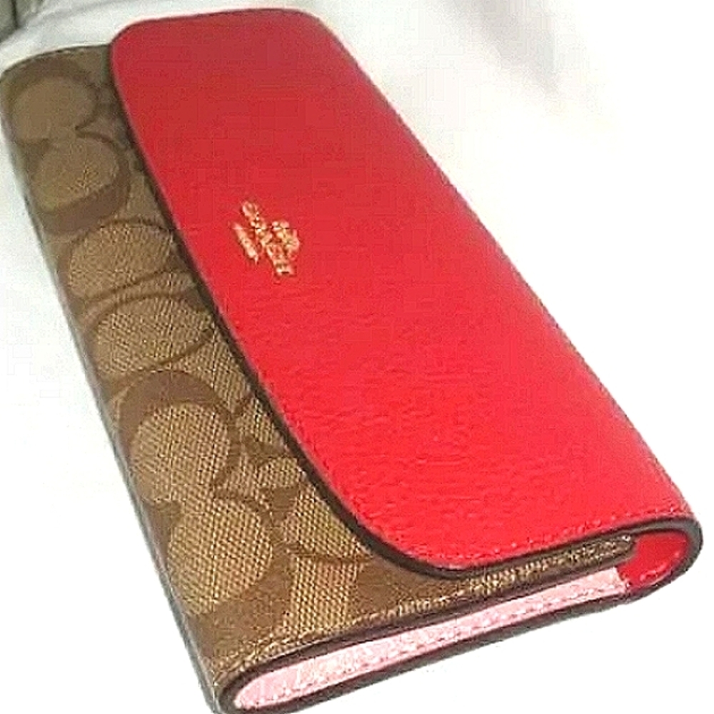 ❤ COACH Tan & Red Signature Monogram 'Year of the Rat Wallet' NWT! - Picture 2 of 12